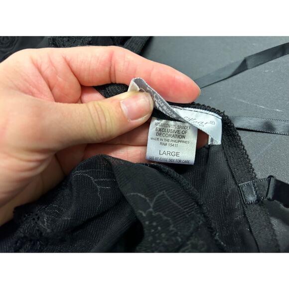 Seductive Wear by Cinema Etoile Sheer Black Paisley Pattern Sexy Slip Blouse L - Picture 5 of 6